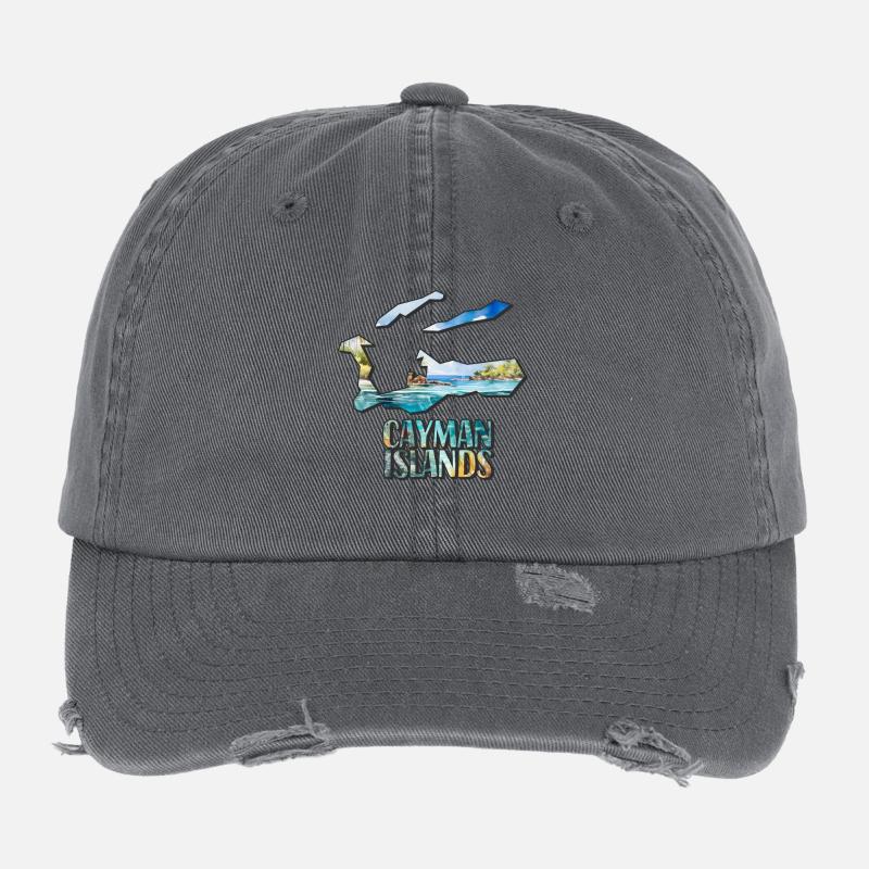 Watercolor Map Islands Flexfit Vintage Destroyed Cap
