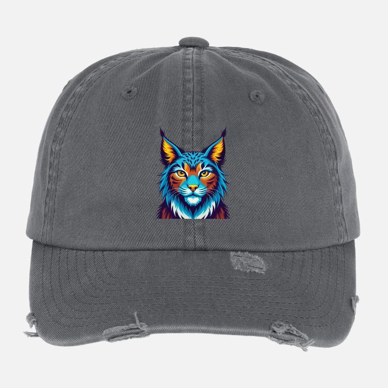 Luchs Bunte Kawaii Cartoon Figur Clipart Flexfit Vintage Destroyed Cap