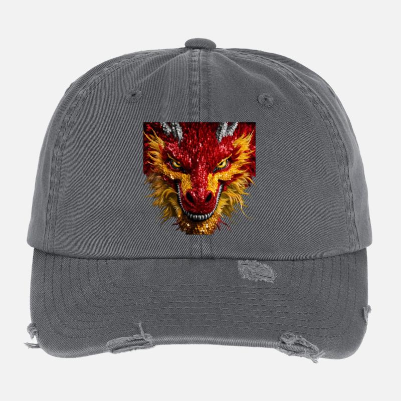 Regard de dragon étincelant Casquette vintage effet usé Flexfit