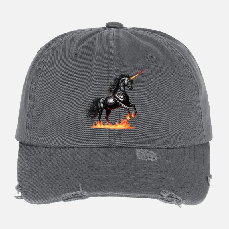 Das mächtige schwarze Einhorn Flexfit Vintage Destroyed Cap