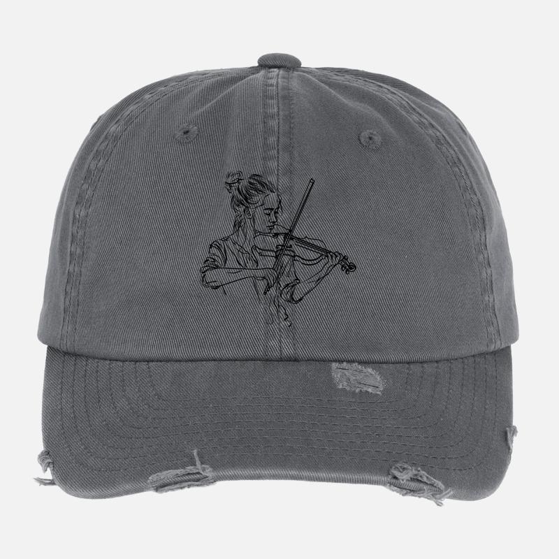 Dessin de fille de violon Casquette vintage effet usé Flexfit