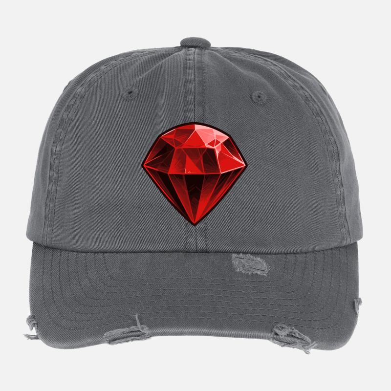 Précieuse pierre précieuse de rubis rouge Casquette vintage effet usé Flexfit