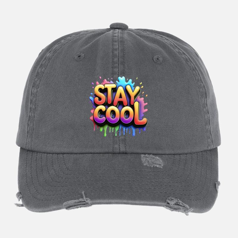 Restez cool texte 3d Casquette vintage effet usé Flexfit