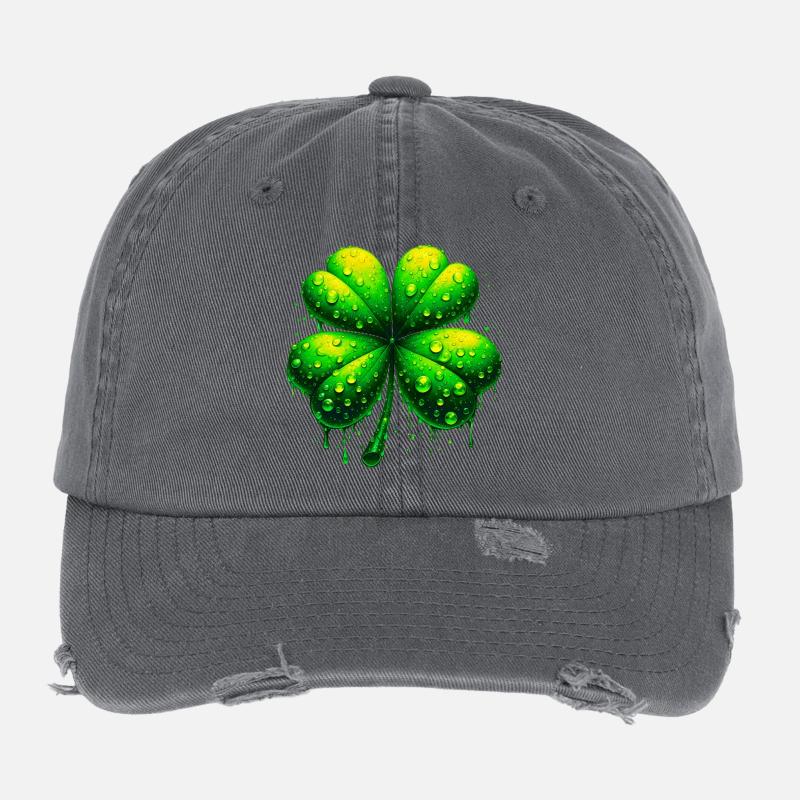 Trèfle à quatre feuilles Casquette vintage effet usé Flexfit