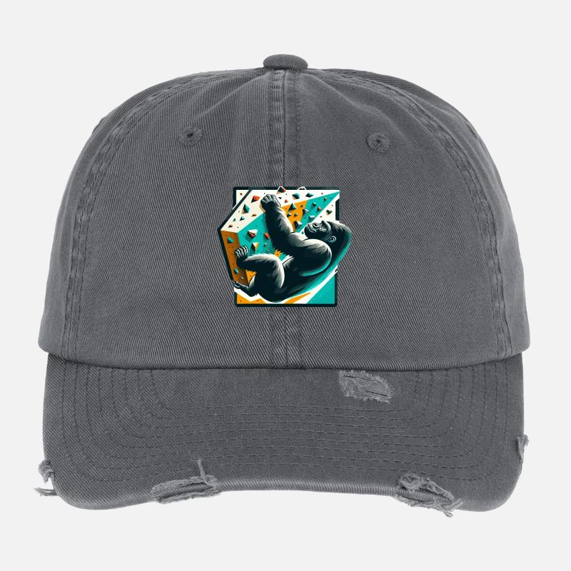 Bouldern Gorilla Geschenk Flexfit Vintage Destroyed Cap