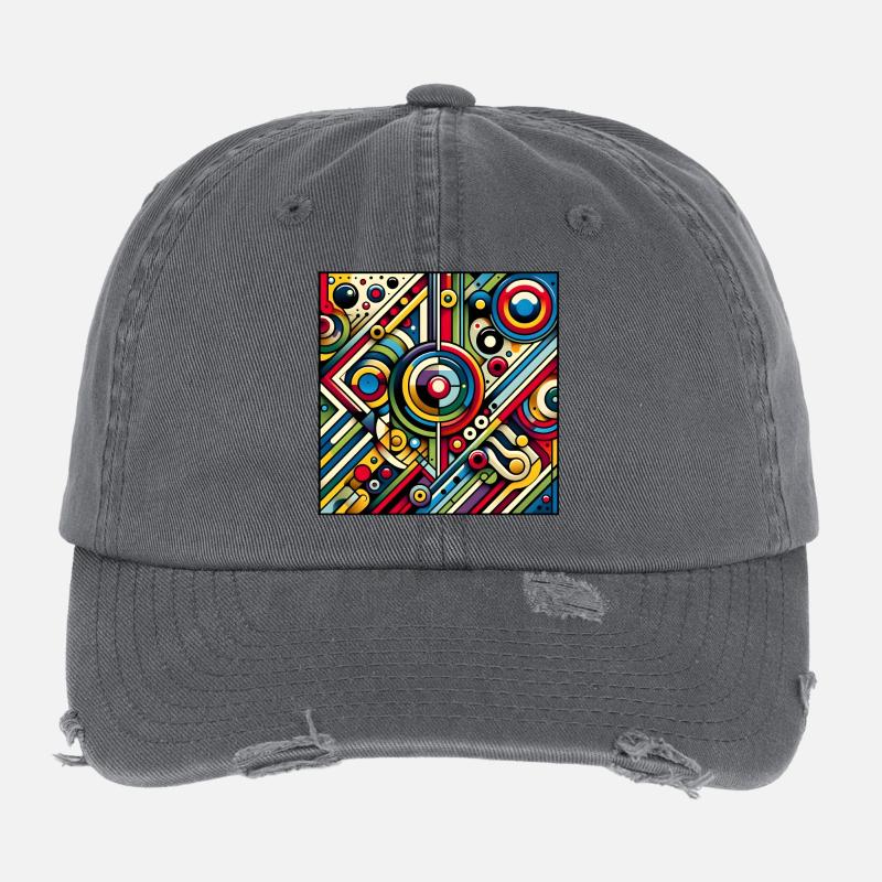 Neon Geometry — Circuit Pop Flexfit Vintage Destroyed Cap