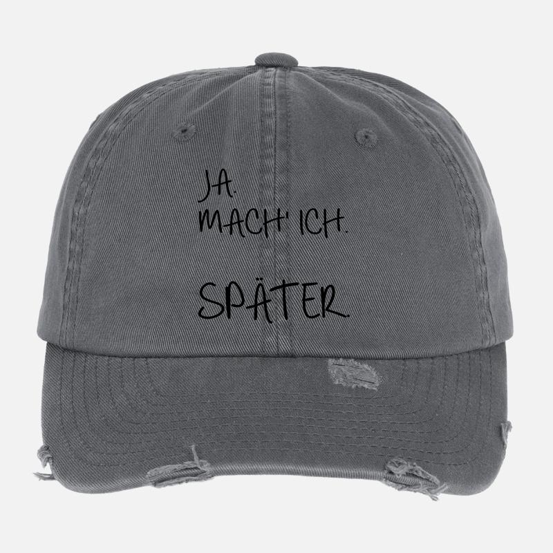 Prokrastination SPÄTER Flexfit Vintage Destroyed Cap
