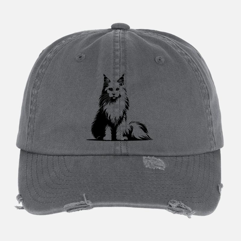 Maine Coon Katze Flexfit Vintage Destroyed Cap