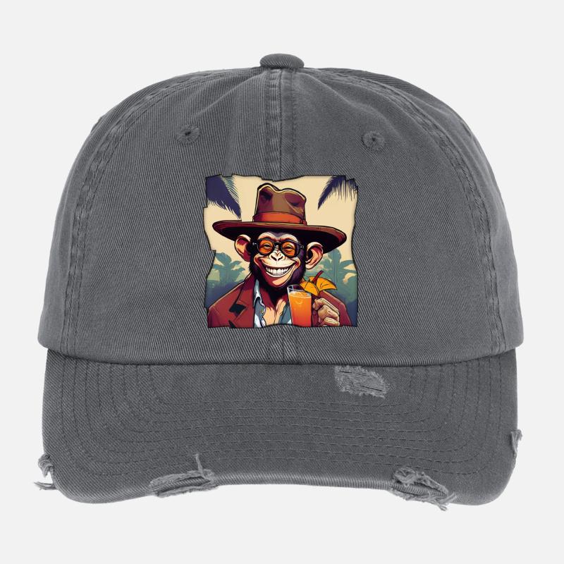 Monkey with cocktail! Flexfit Vintage Destroyed Cap