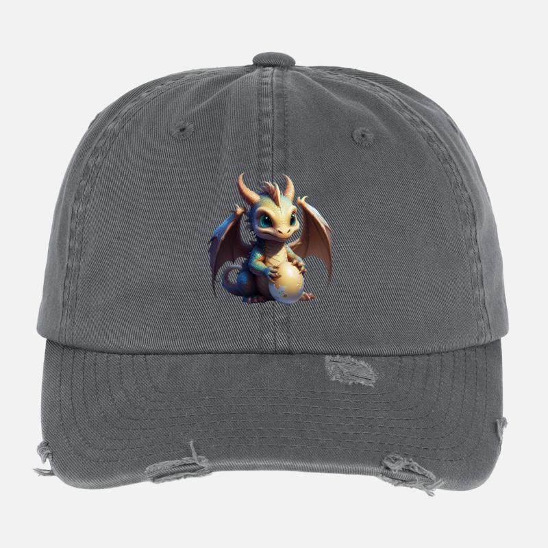 Drachenjunges mit goldenem Ei Flexfit Vintage Destroyed Cap