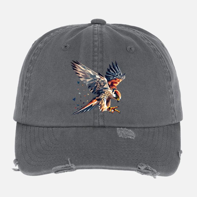 Falke Greifvogel Polygon Stil Flexfit Vintage Destroyed Cap