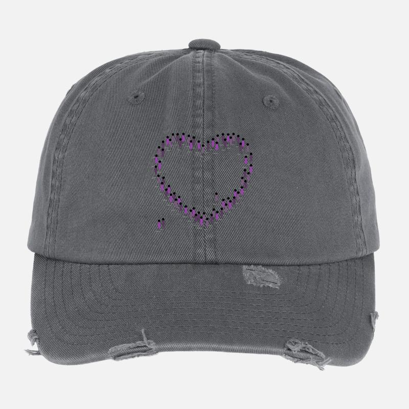 Foule, Coeur, Cohésion, Communauté, Violet Casquette vintage effet usé Flexfit