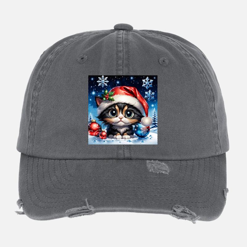 Adorable chaton de Noël. Casquette vintage effet usé Flexfit