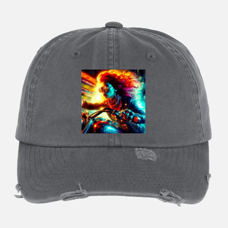 Cyberpunk Motorrad Flexfit Vintage Destroyed Cap