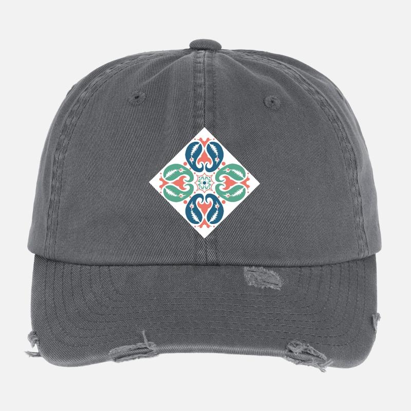 motif oriental maroc rouge vert bleu Casquette vintage effet usé Flexfit