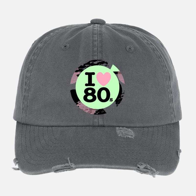 I ♥ 80s – Neon Retro Vibes Flexfit Vintage Destroyed Cap