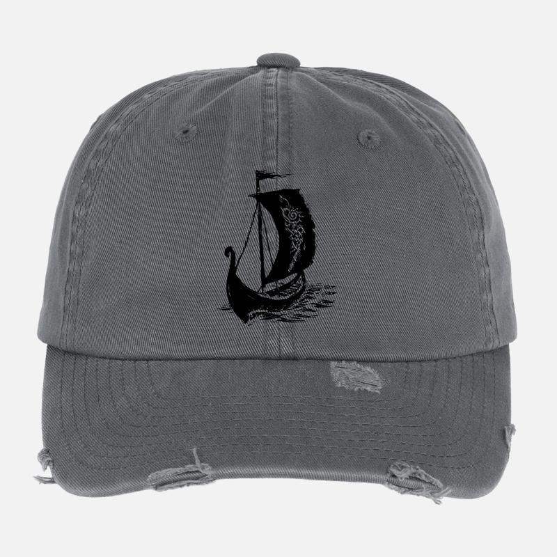 Wikinger-Langschiff Flexfit Vintage Destroyed Cap