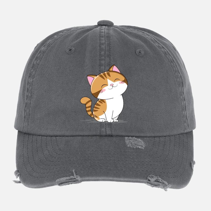 Petit chat mignon Casquette vintage effet usé Flexfit