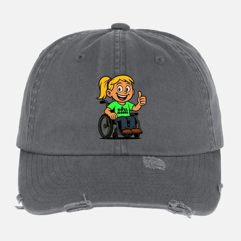 Lolla Vorbild der Rollstuhlfahrer. Rollstuhl # Flexfit Vintage Destroyed Cap