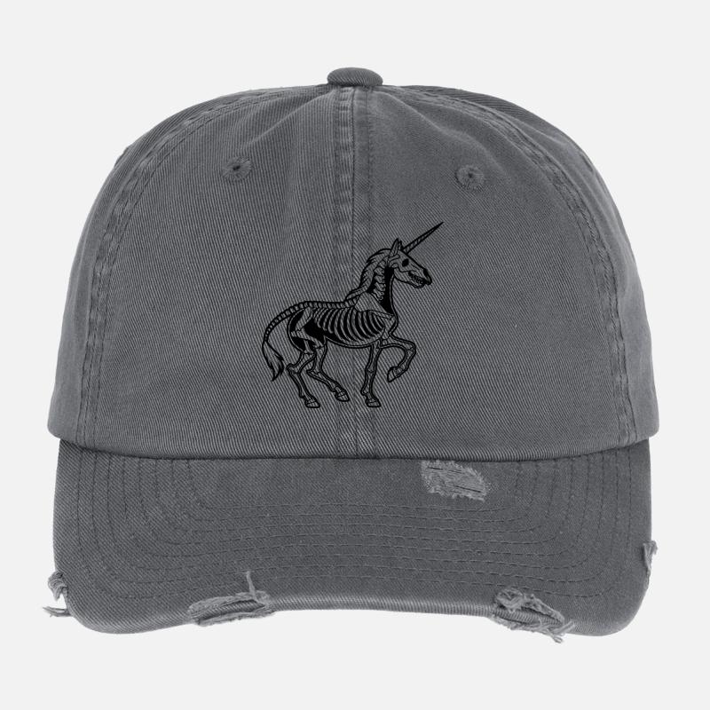 Unicorn Skeleton – Black Vector Anatomy Flexfit Vintage Destroyed Cap