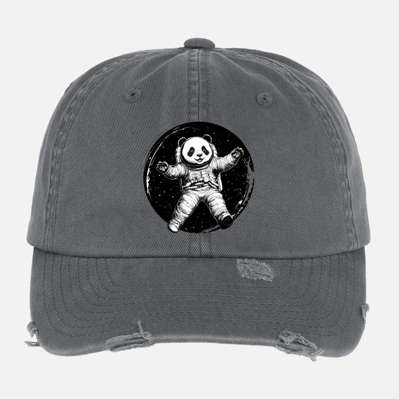 Astronaut Panda – Cute Space Explorer Flexfit Vintage Destroyed Cap
