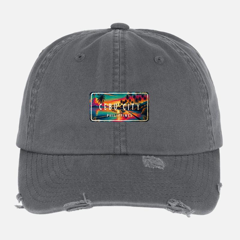 Cebu City – Tropical Retro Schild Flexfit Vintage Destroyed Cap