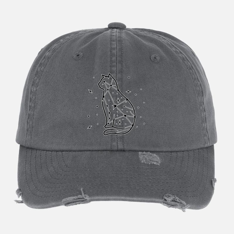 Dessin au trait de chat Casquette vintage effet usé Flexfit