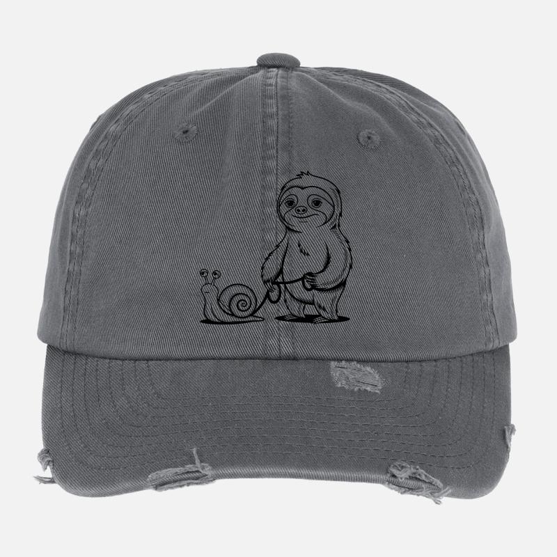 Sloth and Snail - Going for a Walk Flexfit Vintage Destroyed Cap