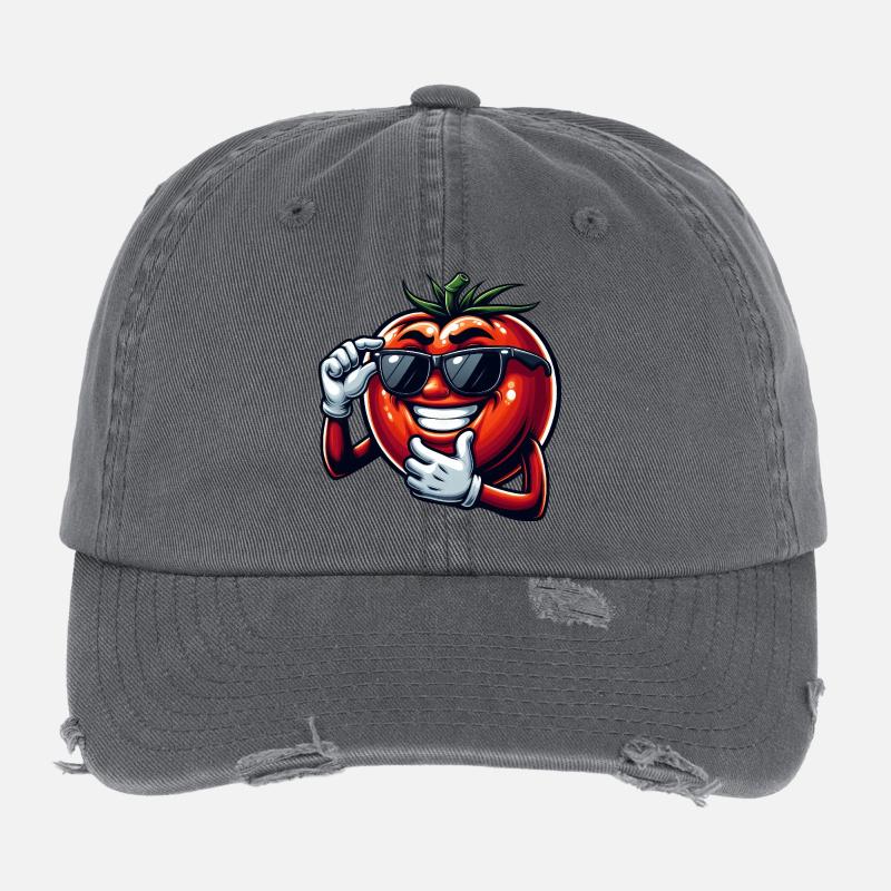 Coole Tomate mit Sonnenbrille Sommer Eitelkeit Flexfit Vintage Destroyed Cap