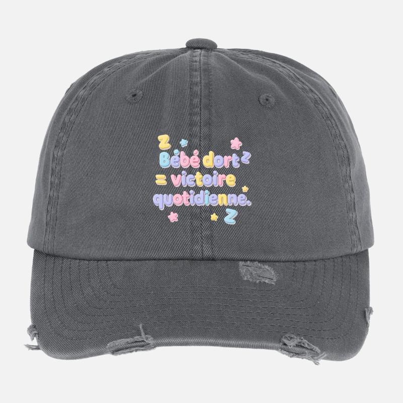 Bébé dort, victoire pour les parents ! - Casquette vintage effet usé Flexfit - charbon