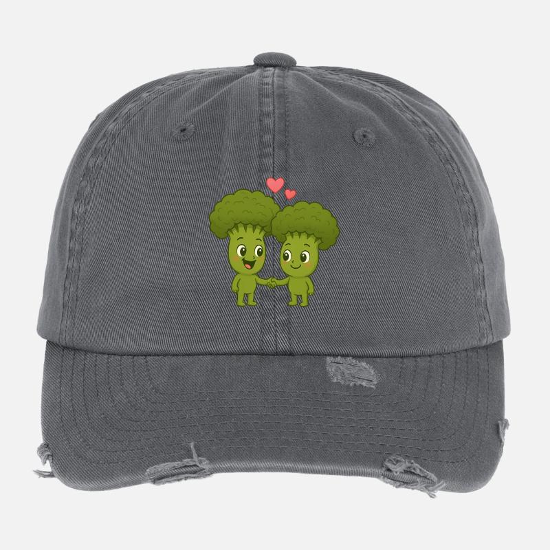 Niedliche Broccoli mit Herzen Flexfit Vintage Destroyed Cap