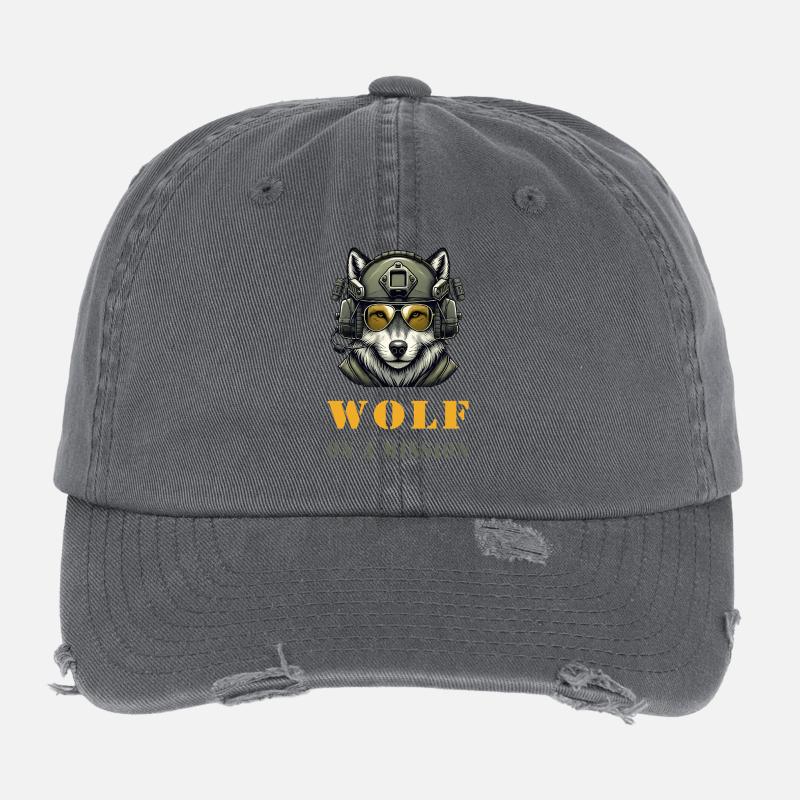 Wolf in Mission Flexfit Vintage Destroyed Cap