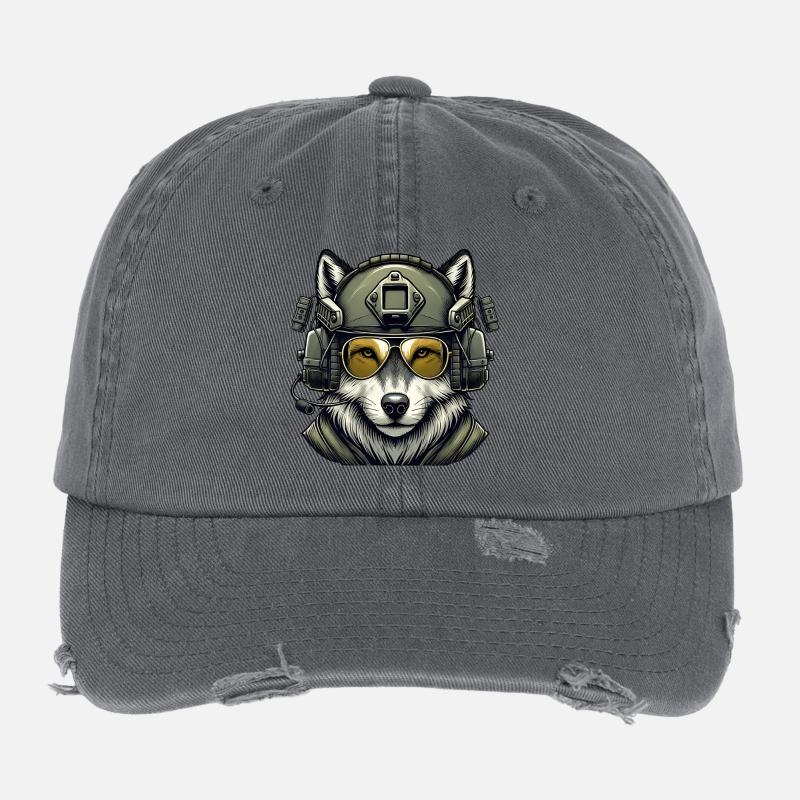 Militär Wolf Flexfit Vintage Destroyed Cap