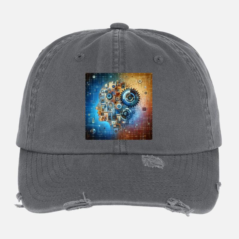 Fusion mécanique cosmique Casquette vintage effet usé Flexfit