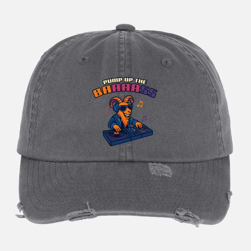 Goat DJ – Pump Up the Baaaass Flexfit Vintage Destroyed Cap