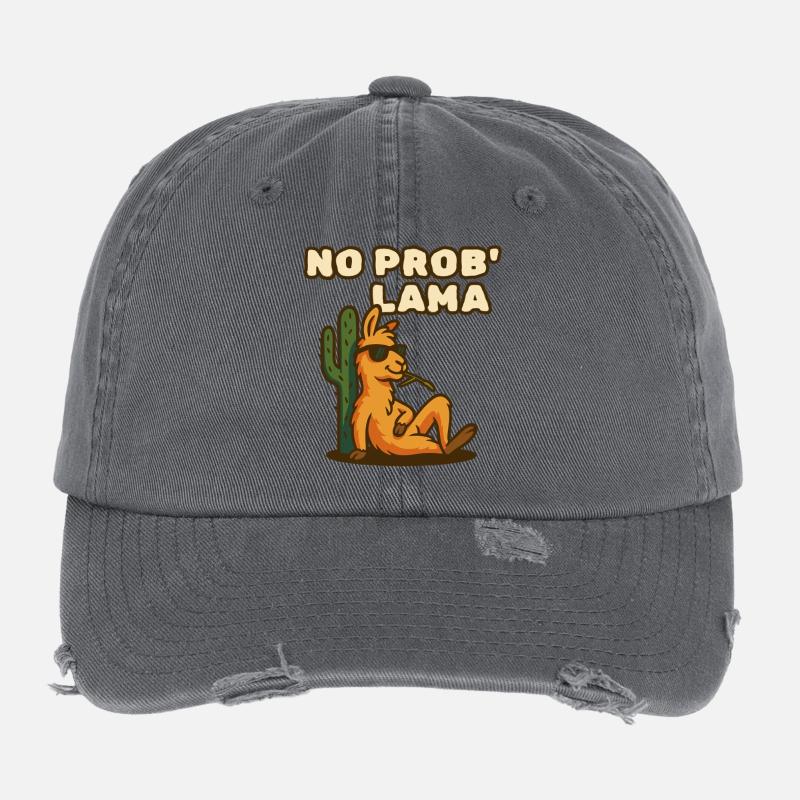 No Prob' Lama Flexfit Vintage Destroyed Cap