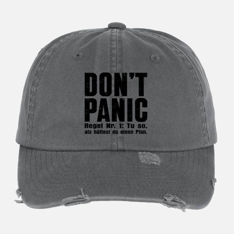 « DON’T PANIC » – Le t-shirt culte Casquette vintage effet usé Flexfit
