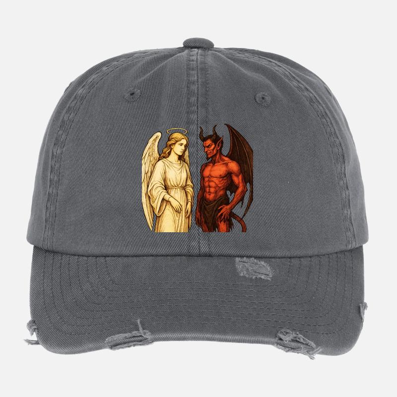 Ange céleste vs démone ardent Illustration Casquette vintage effet usé Flexfit