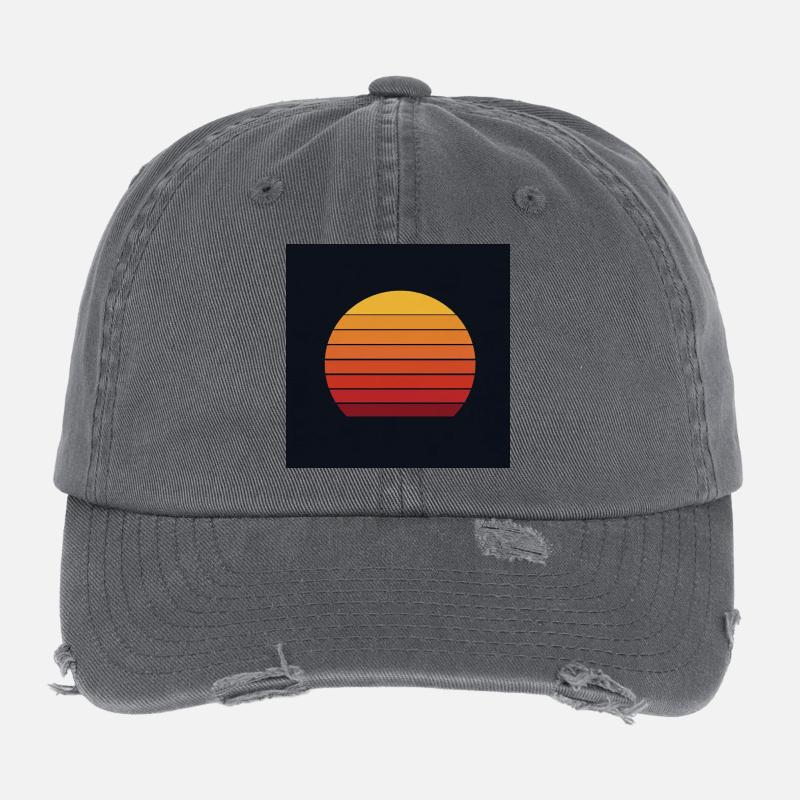 Retro sunset design Flexfit Vintage Destroyed Cap
