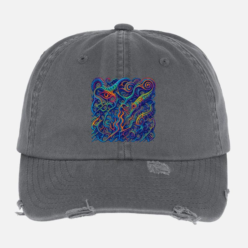 Hallucination Grid Flexfit Vintage Destroyed Cap
