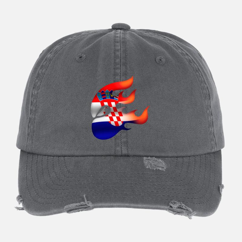 Drapeau de la Croatie - Croatie - Ninja Casquette vintage effet usé Flexfit