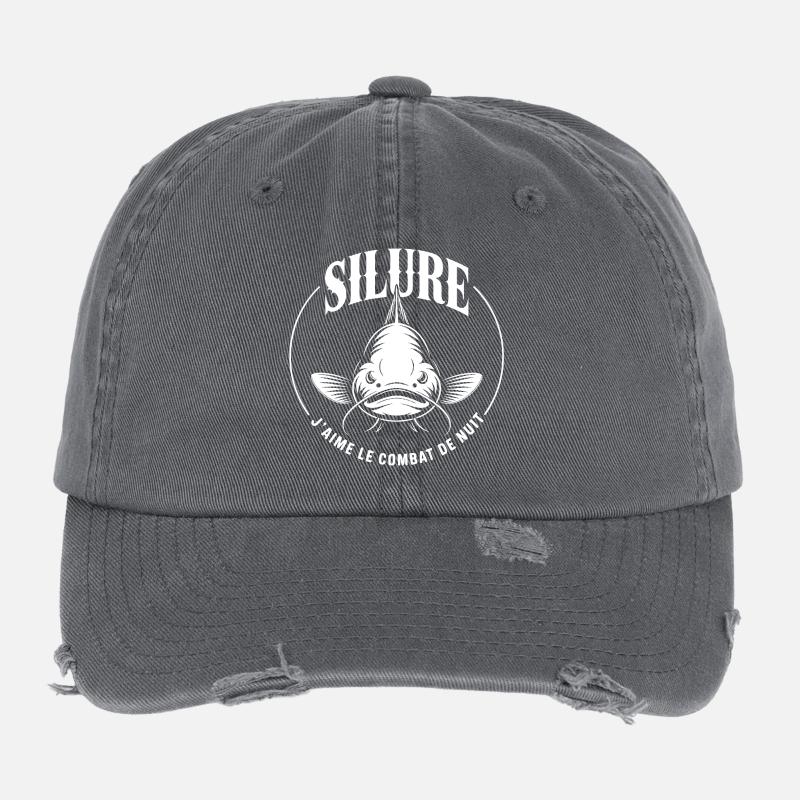 J'aime le combat de nuit avec le poisson-chat Casquette vintage effet usé Flexfit