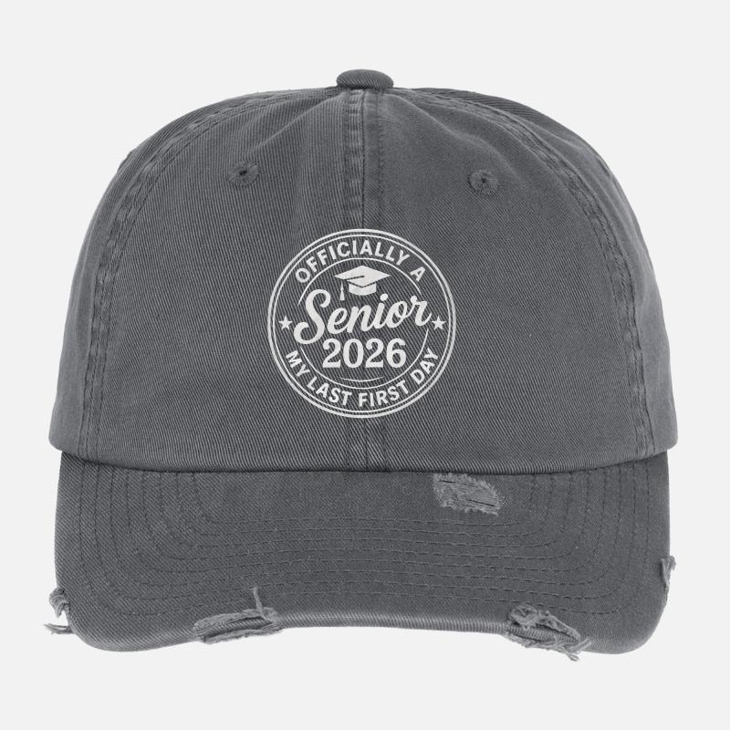 Senior 2026 First Day Stamp Flexfit Vintage Destroyed Cap