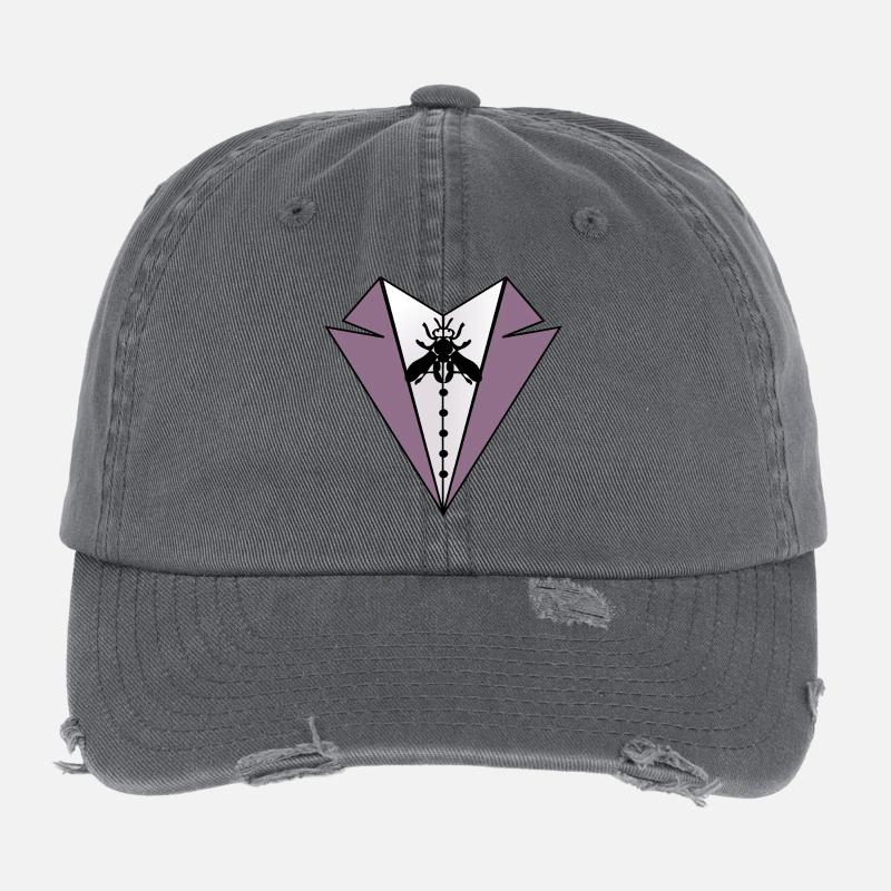 WORTSPIEL KARNEVAL ANZUG FLIEGE Flexfit Vintage Destroyed Cap