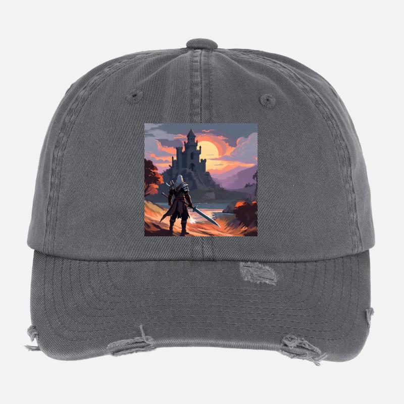 Le sorceleur devant le Bastion au coucher du soleil Casquette vintage effet usé Flexfit