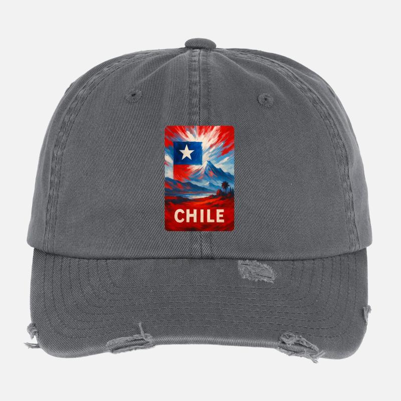 Chile – Painted Flag & Nature Flexfit Vintage Destroyed Cap