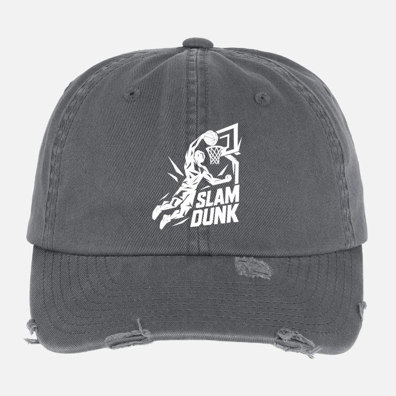 Basketball Slam Dunk Throw Player Dunking Gift Flexfit Vintage Destroyed Cap
