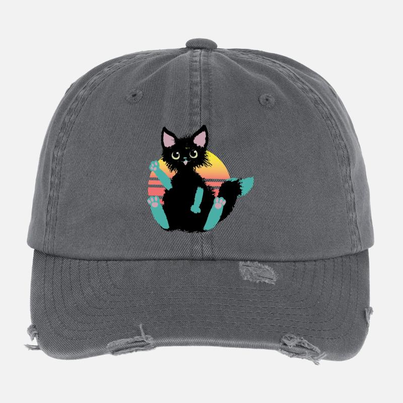 doodle chat blob, dit Salut Casquette vintage effet usé Flexfit
