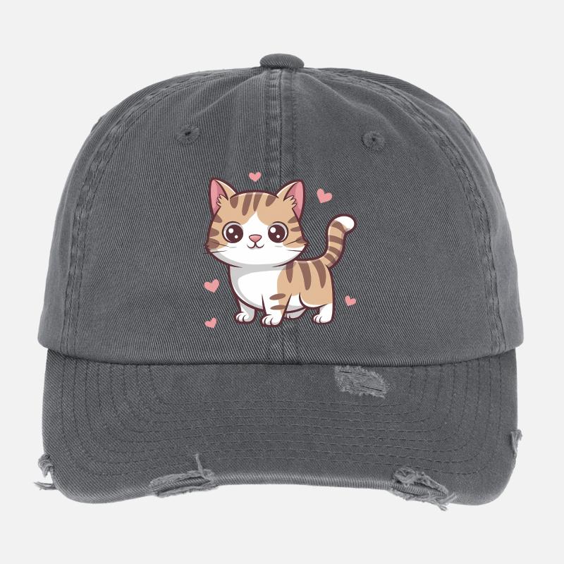 Cute Cat Lover Flexfit Vintage Destroyed Cap