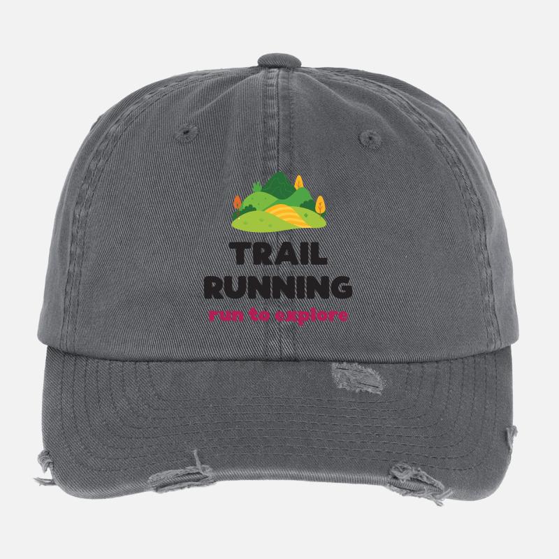 Trail Running - Run to Explore Flexfit Vintage Destroyed Cap